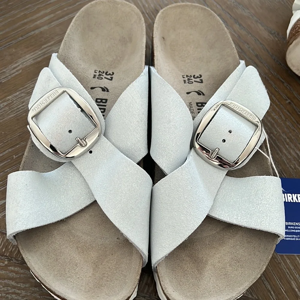 Birkenstock Siena Washed White Metallic Big Buckle Sandal - Picture 6 of 9